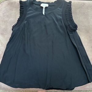 CLINQ A SEPT 100% Silk Black Sleeveless Top